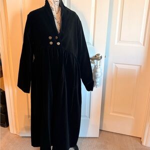 Les Ours M  Black Long Velvet Dress NWOT